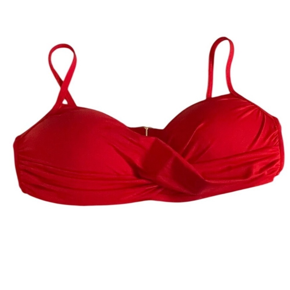 La Blanca Island Goddess Twist Front Bikini Top Cherry Red LB2IG71 Womens 12 NEW